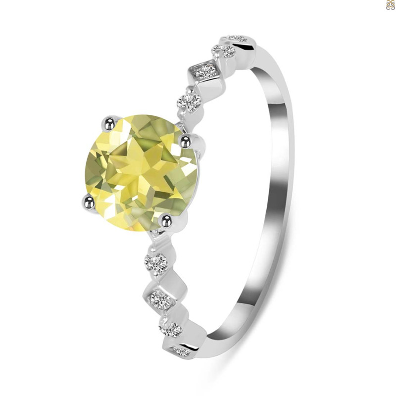 Lemon Quartz & White Topaz Ring