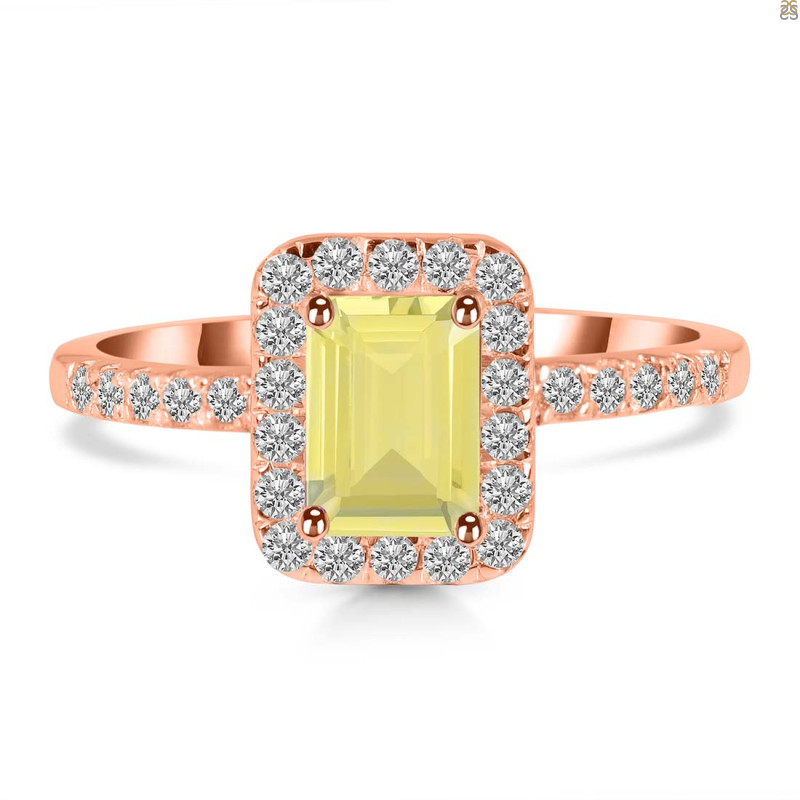 Lemon Quartz & White Topaz Ring LEM-RR-432.