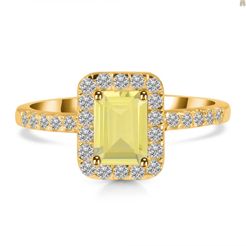 Lemon Quartz & White Topaz Ring LEM-RR-432.