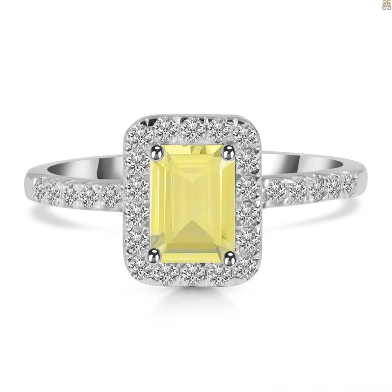 Lemon Quartz & White Topaz Ring LEM-RR-432.