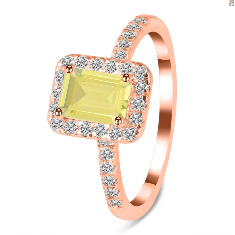 Lemon Quartz & White Topaz Ring LEM-RR-432.