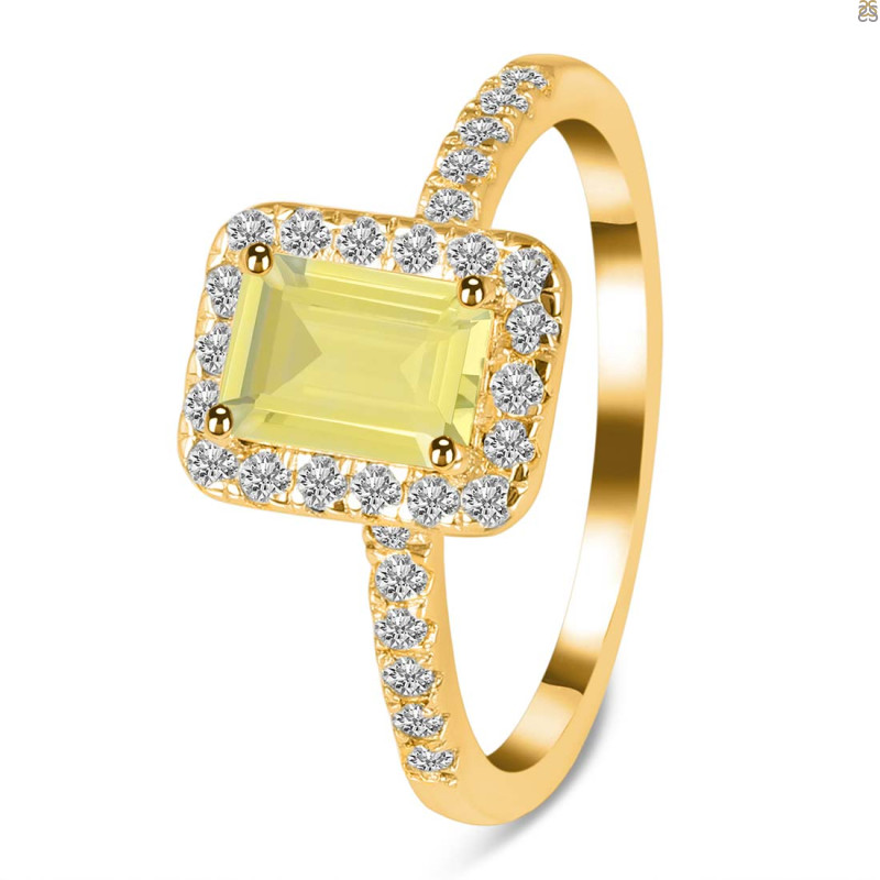 Lemon Quartz & White Topaz Ring LEM-RR-432.