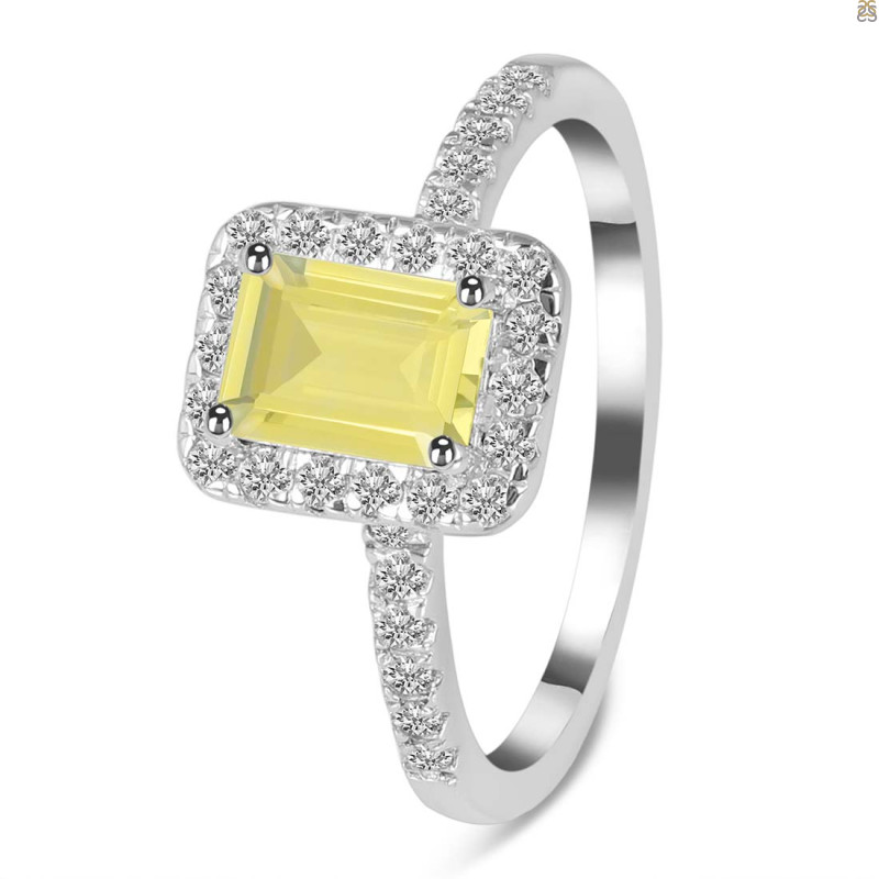 Lemon Quartz & White Topaz Ring