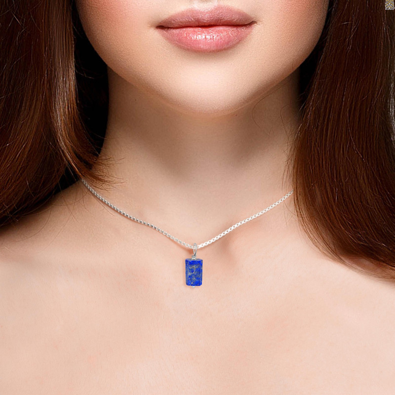 Lapis Raw Crystal Drill Pendant