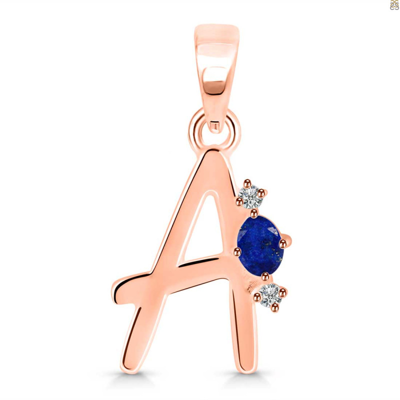Lapis & White Topaz Alphabet A Pendant LLP-RDA-1.