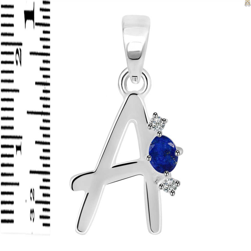 Lapis & White Topaz Alphabet A Pendant LLP-RDA-1.