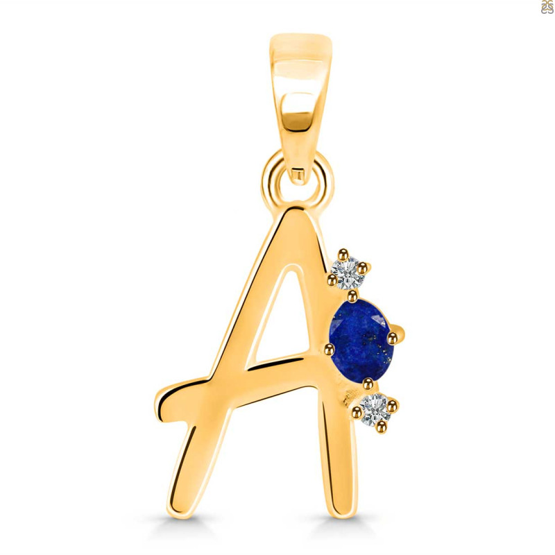 Lapis & White Topaz Alphabet A Pendant LLP-RDA-1.
