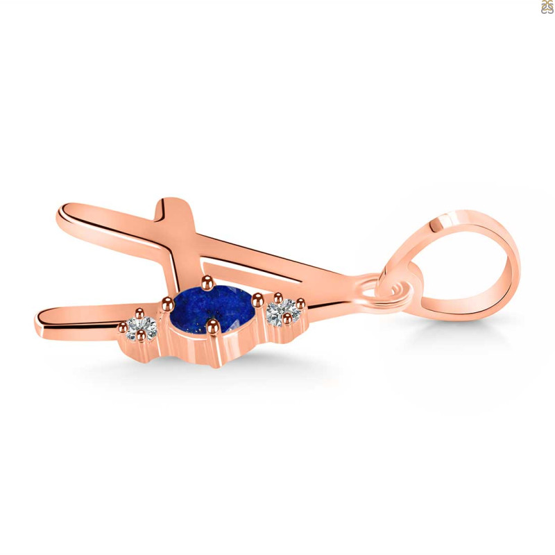Lapis & White Topaz Alphabet A Pendant LLP-RDA-1.