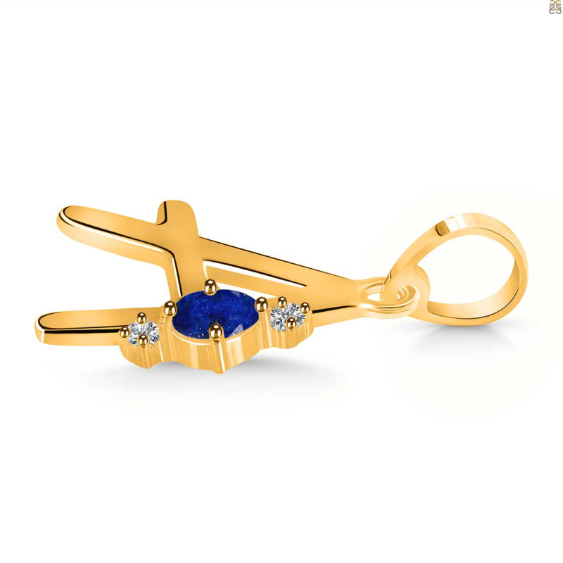 Lapis & White Topaz Alphabet A Pendant LLP-RDA-1.