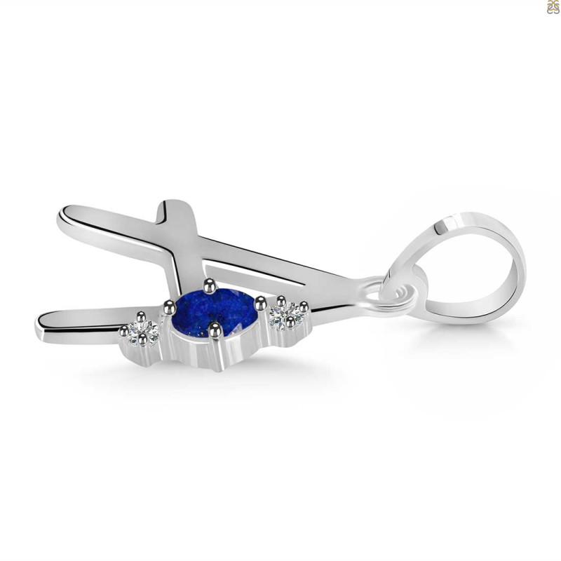Lapis & White Topaz Alphabet A Pendant