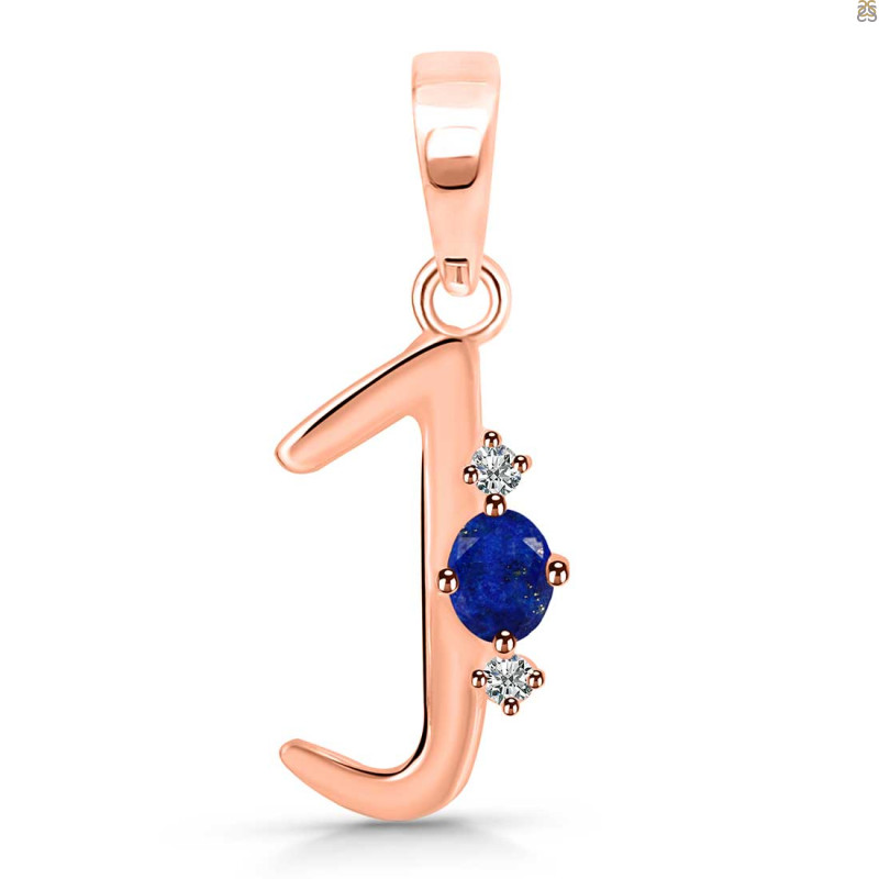 Lapis & White Topaz Alphabet J Pendant LLP-RDA-10.