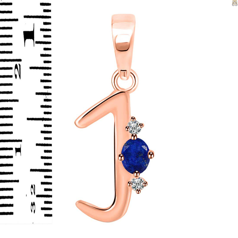Lapis & White Topaz Alphabet J Pendant LLP-RDA-10.
