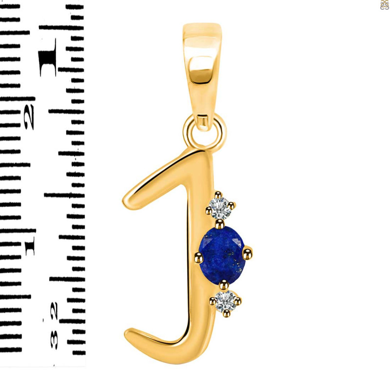 Lapis & White Topaz Alphabet J Pendant LLP-RDA-10.