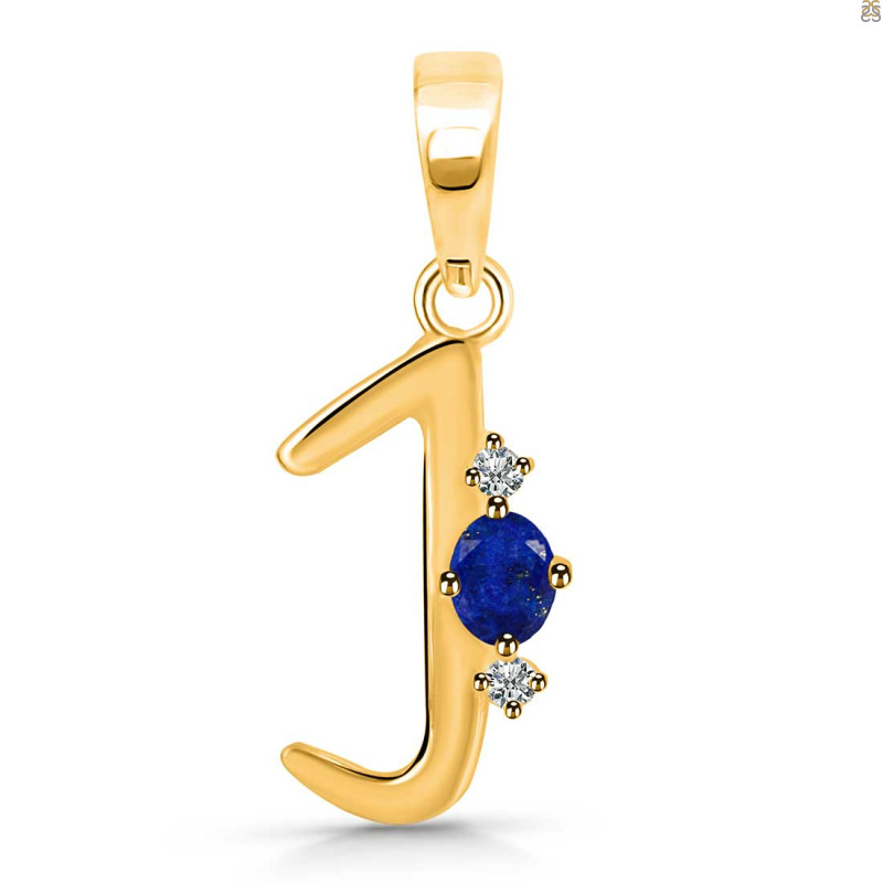 Lapis & White Topaz Alphabet J Pendant LLP-RDA-10.