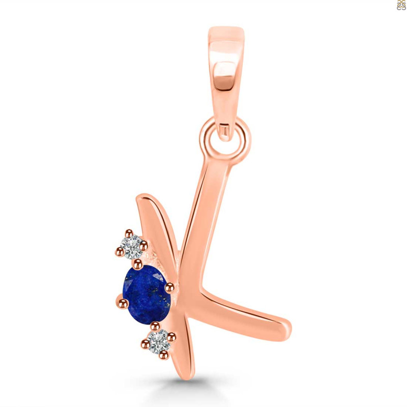 Lapis & White Topaz Alphabet K Pendant LLP-RDA-11.