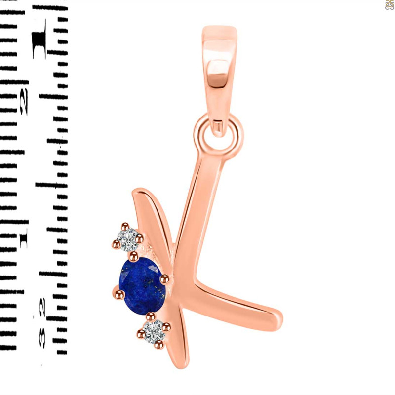 Lapis & White Topaz Alphabet K Pendant LLP-RDA-11.