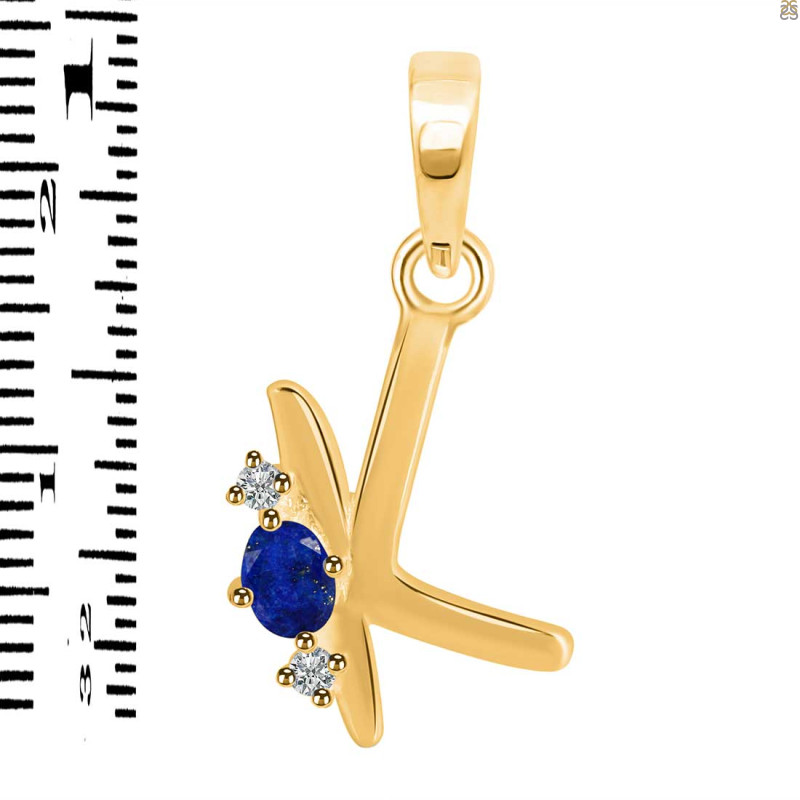 Lapis & White Topaz Alphabet K Pendant LLP-RDA-11.