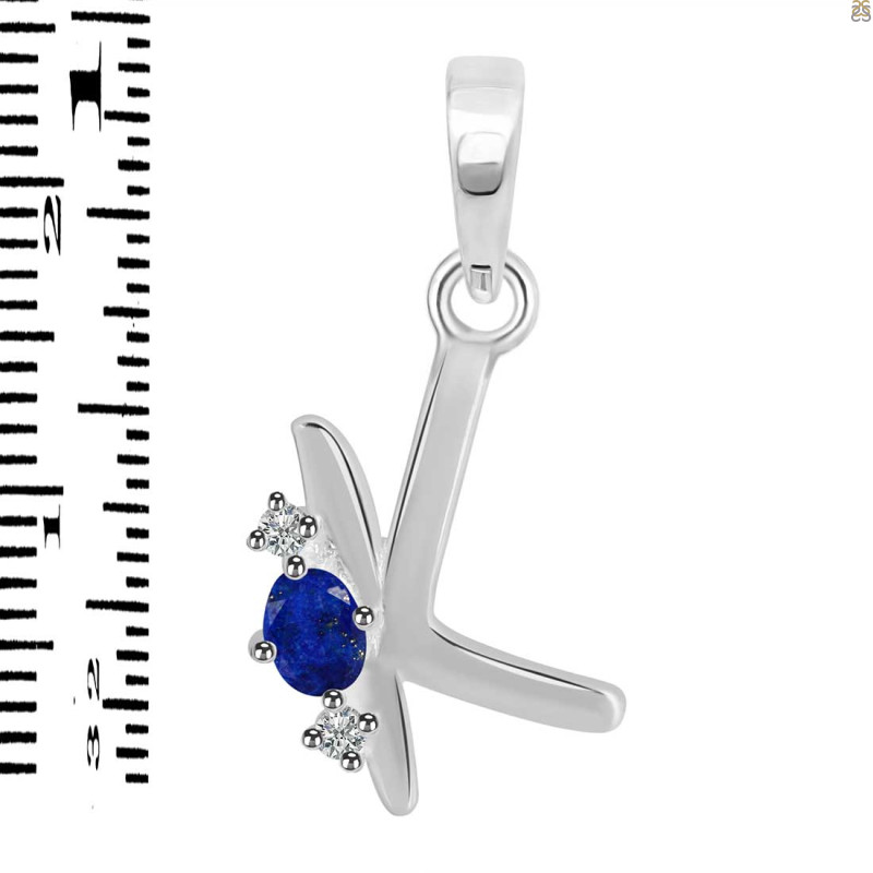 Lapis & White Topaz Alphabet K Pendant LLP-RDA-11.
