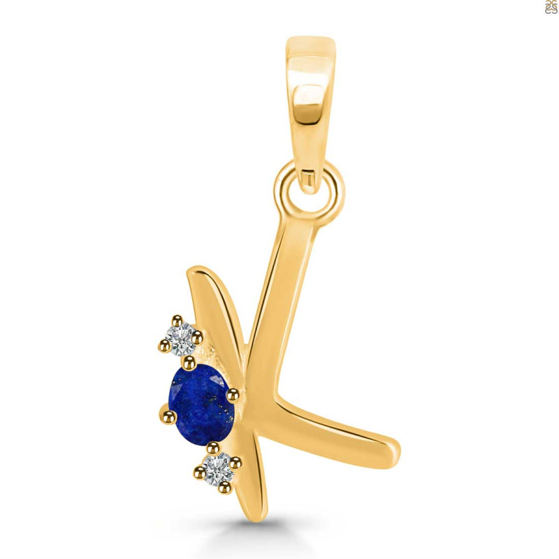 Lapis & White Topaz Alphabet K Pendant LLP-RDA-11.