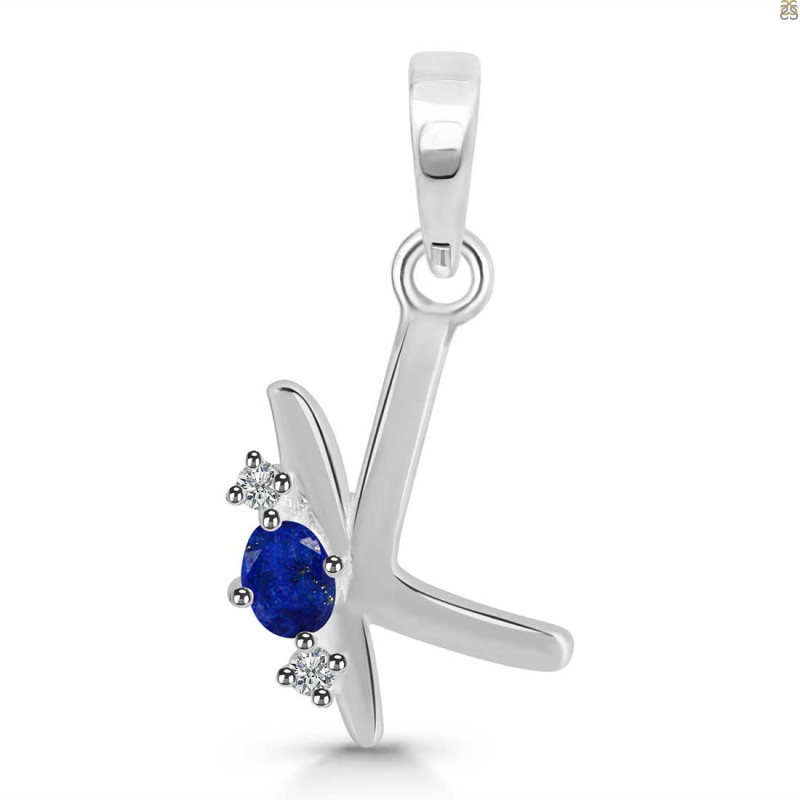 Lapis & White Topaz Alphabet K Pendant LLP-RDA-11.