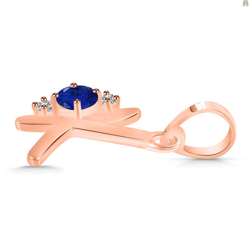 Lapis & White Topaz Alphabet K Pendant LLP-RDA-11.