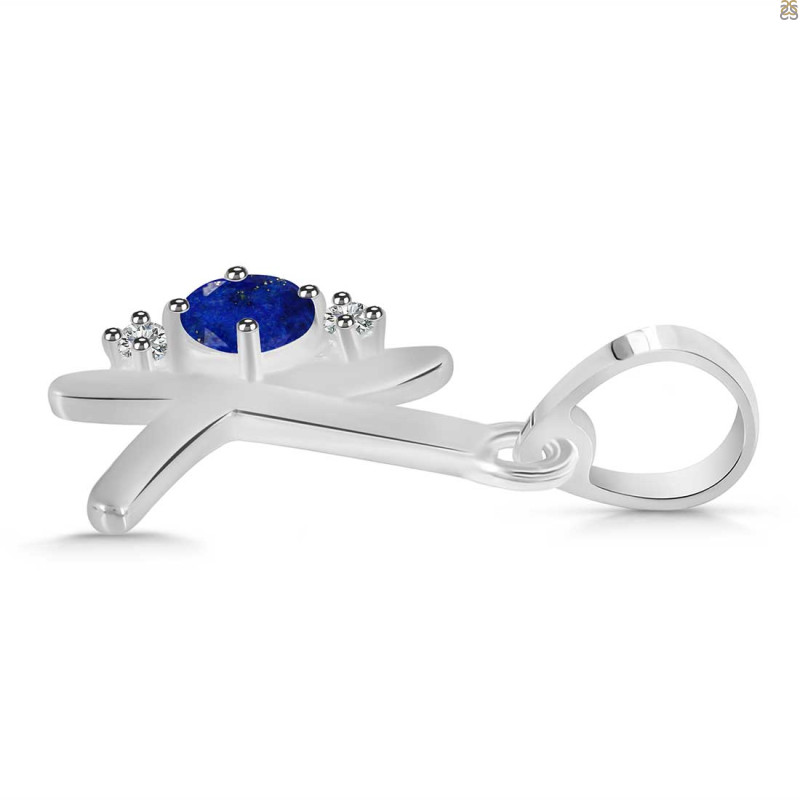 Lapis & White Topaz Alphabet K Pendant