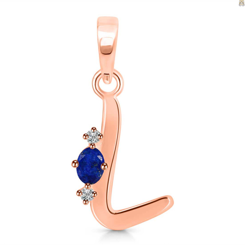Lapis & White Topaz Alphabet L Pendant LLP-RDA-12.