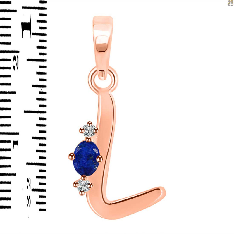 Lapis & White Topaz Alphabet L Pendant LLP-RDA-12.