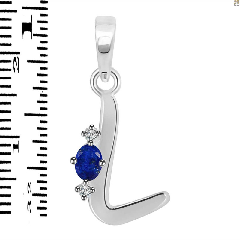 Lapis & White Topaz Alphabet L Pendant LLP-RDA-12.