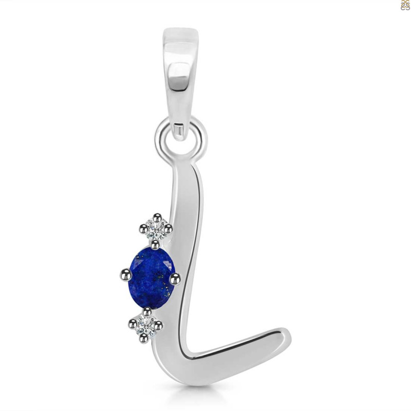 Lapis & White Topaz Alphabet L Pendant LLP-RDA-12.