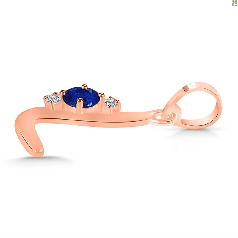 Lapis & White Topaz Alphabet L Pendant LLP-RDA-12.