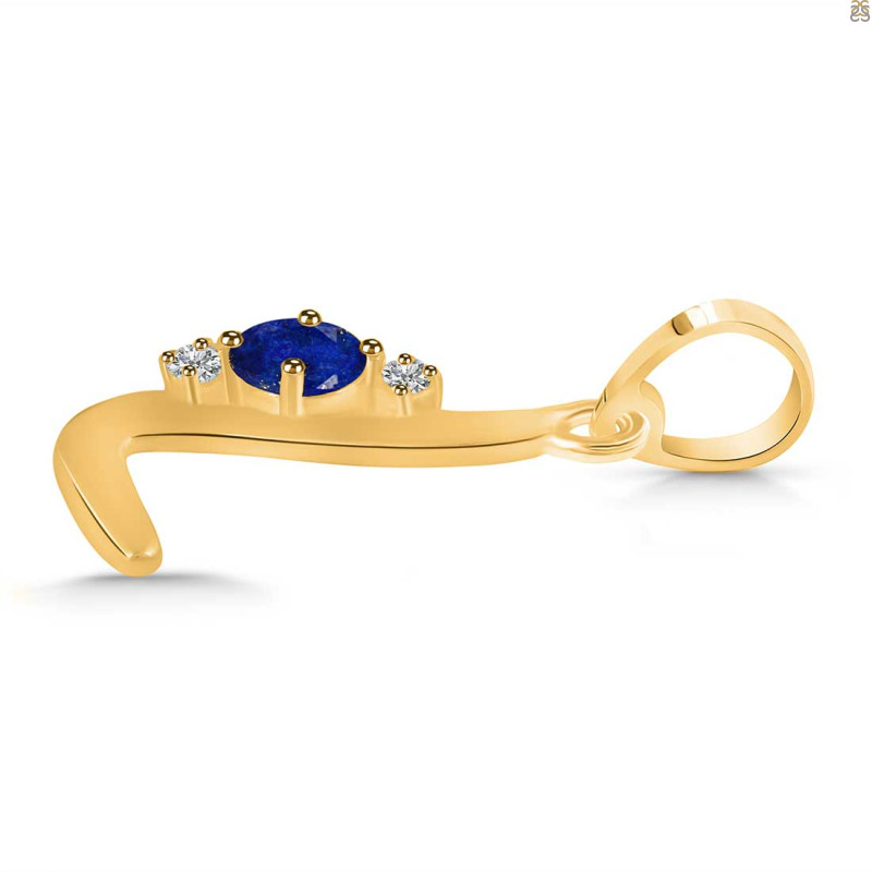 Lapis & White Topaz Alphabet L Pendant LLP-RDA-12.