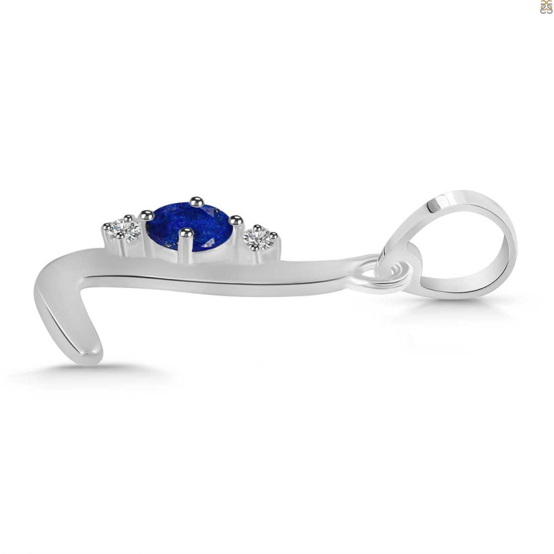 Lapis & White Topaz Alphabet L Pendant