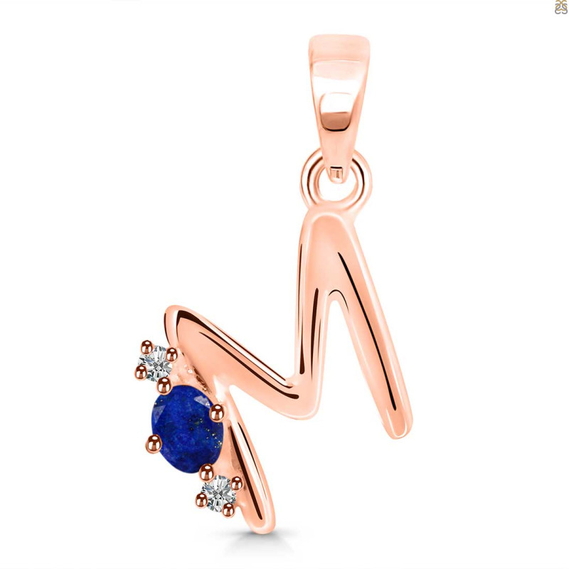 Lapis & White Topaz Alphabet M Pendant LLP-RDA-13.