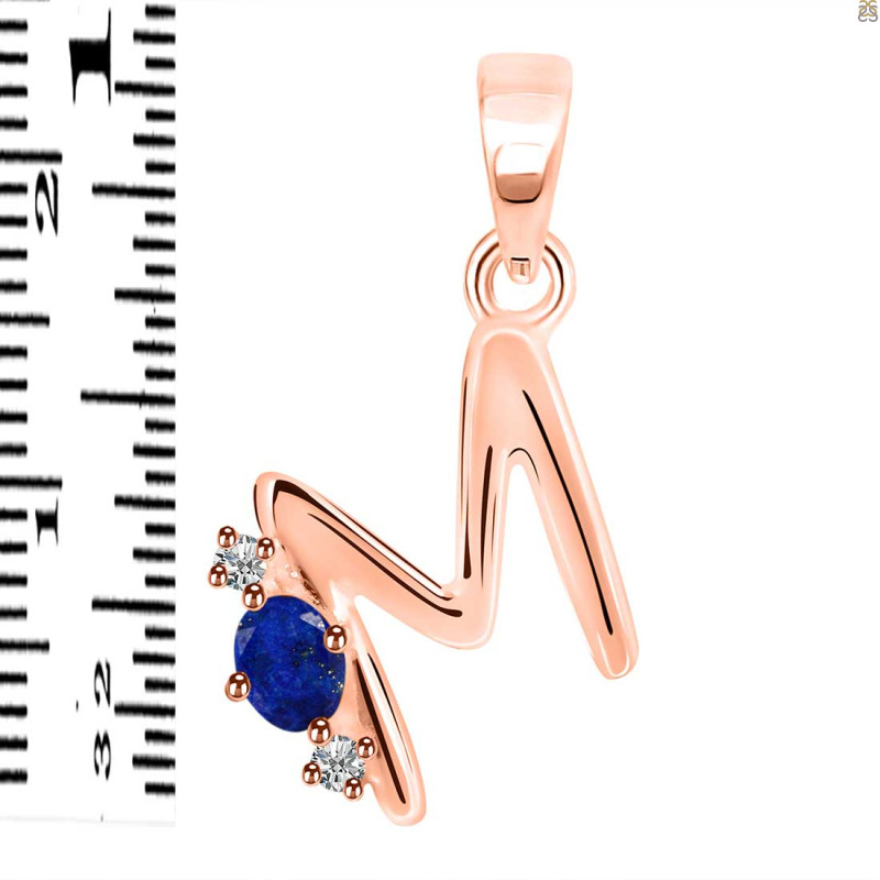 Lapis & White Topaz Alphabet M Pendant LLP-RDA-13.