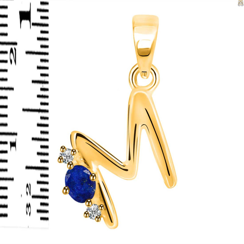 Lapis & White Topaz Alphabet M Pendant LLP-RDA-13.