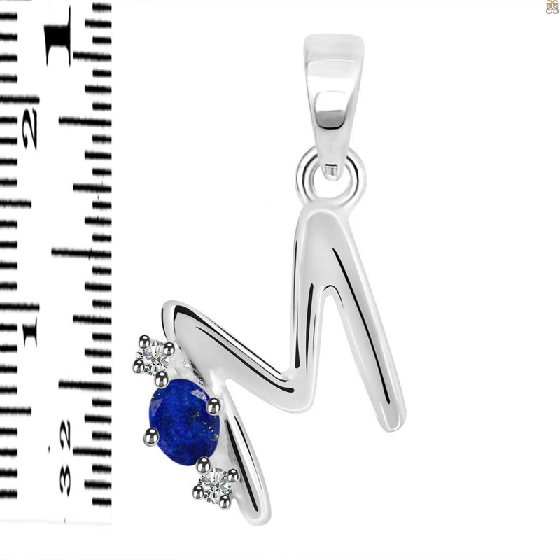 Lapis & White Topaz Alphabet M Pendant LLP-RDA-13.