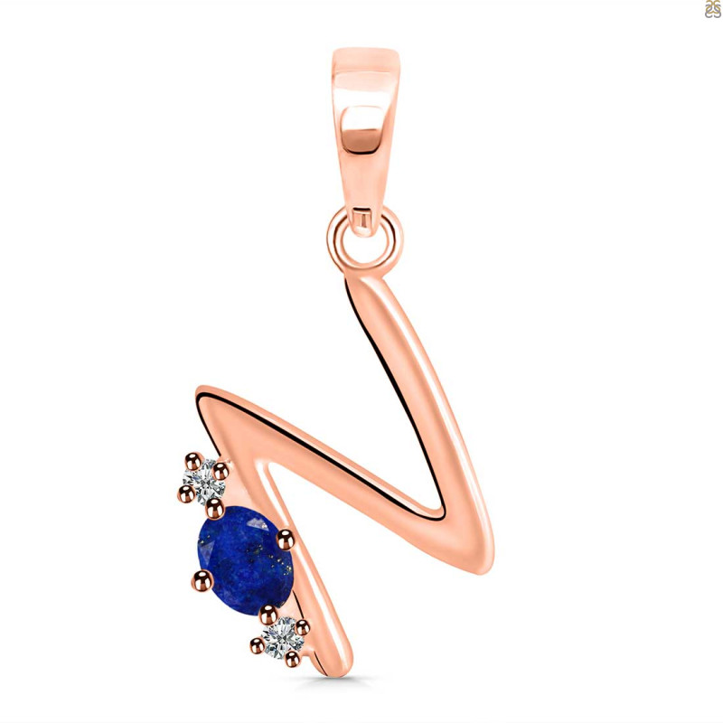 Lapis & White Topaz Alphabet N Pendant LLP-RDA-14.