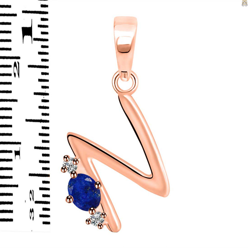 Lapis & White Topaz Alphabet N Pendant LLP-RDA-14.