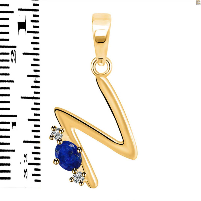 Lapis & White Topaz Alphabet N Pendant LLP-RDA-14.