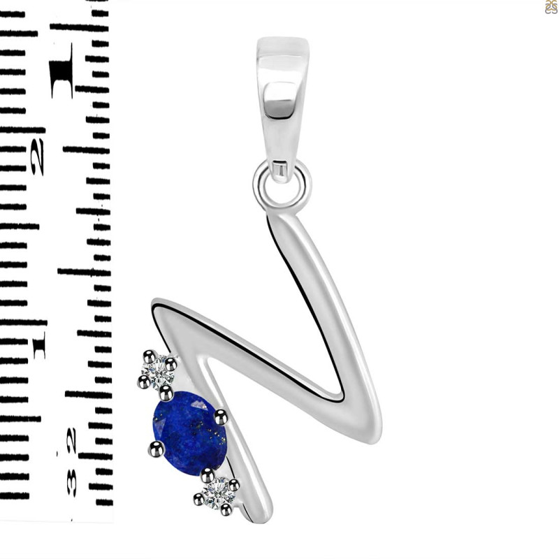 Lapis & White Topaz Alphabet N Pendant LLP-RDA-14.