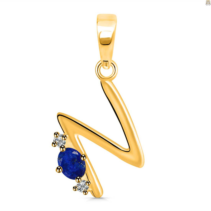 Lapis & White Topaz Alphabet N Pendant LLP-RDA-14.