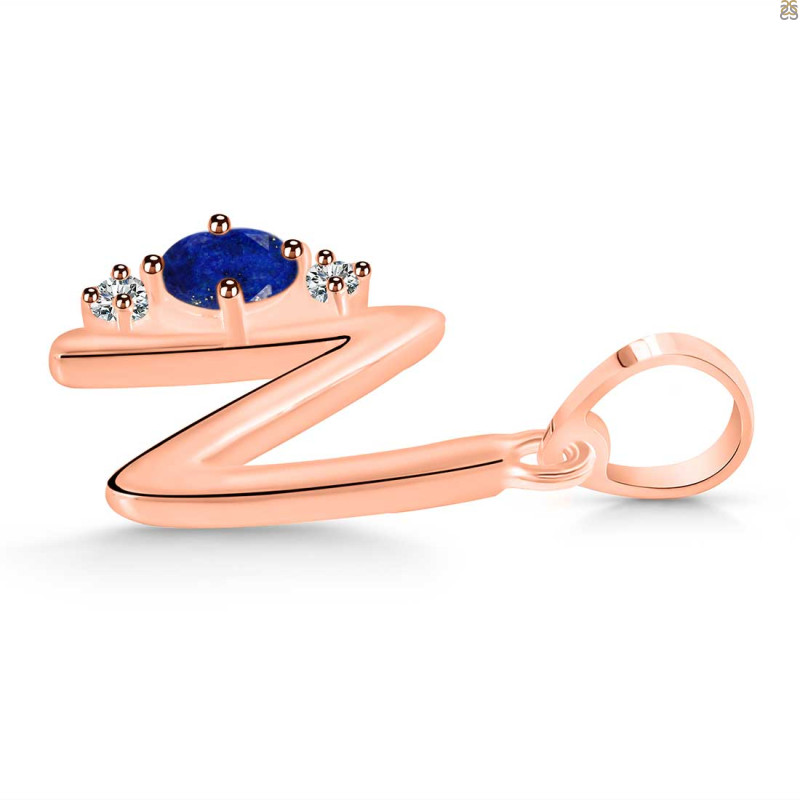Lapis & White Topaz Alphabet N Pendant LLP-RDA-14.