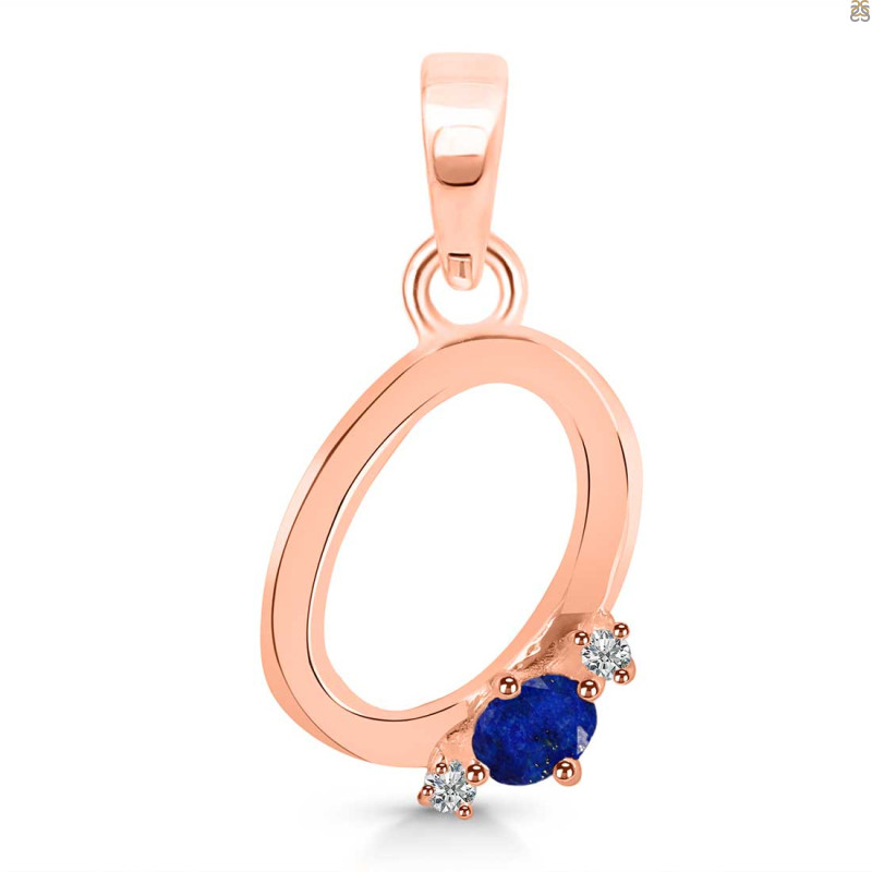 Lapis & White Topaz Alphabet O Pendant LLP-RDA-15.