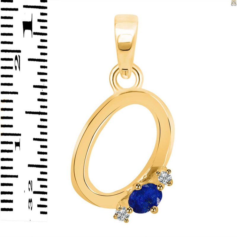Lapis & White Topaz Alphabet O Pendant LLP-RDA-15.
