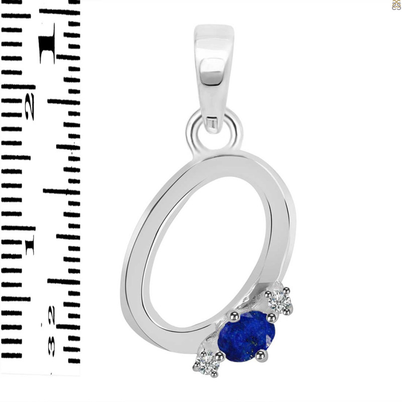 Lapis & White Topaz Alphabet O Pendant LLP-RDA-15.