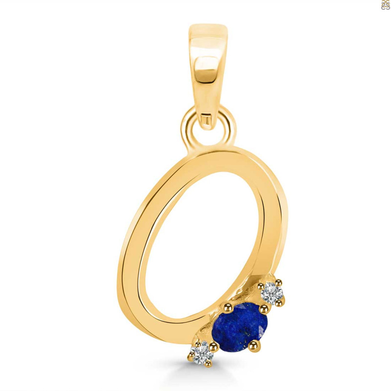 Lapis & White Topaz Alphabet O Pendant LLP-RDA-15.