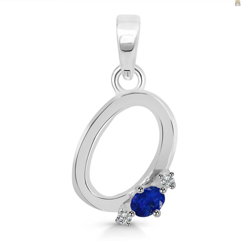 Lapis & White Topaz Alphabet O Pendant LLP-RDA-15.
