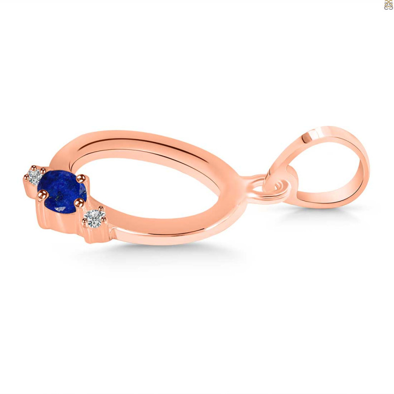 Lapis & White Topaz Alphabet O Pendant LLP-RDA-15.