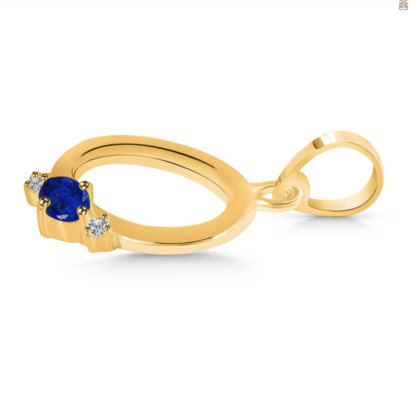 Lapis & White Topaz Alphabet O Pendant LLP-RDA-15.